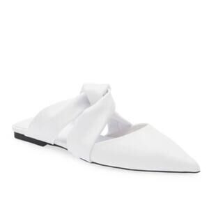 Jeffrey Campbell Tied Down Knot Mule 7 White NWOT Flats Shower Grad Wedding